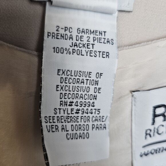 R&M RICHARDS Women’s 20WP Petite Suit Jacket Beige Sheer Beaded Grandma Work - Picture 4 of 11